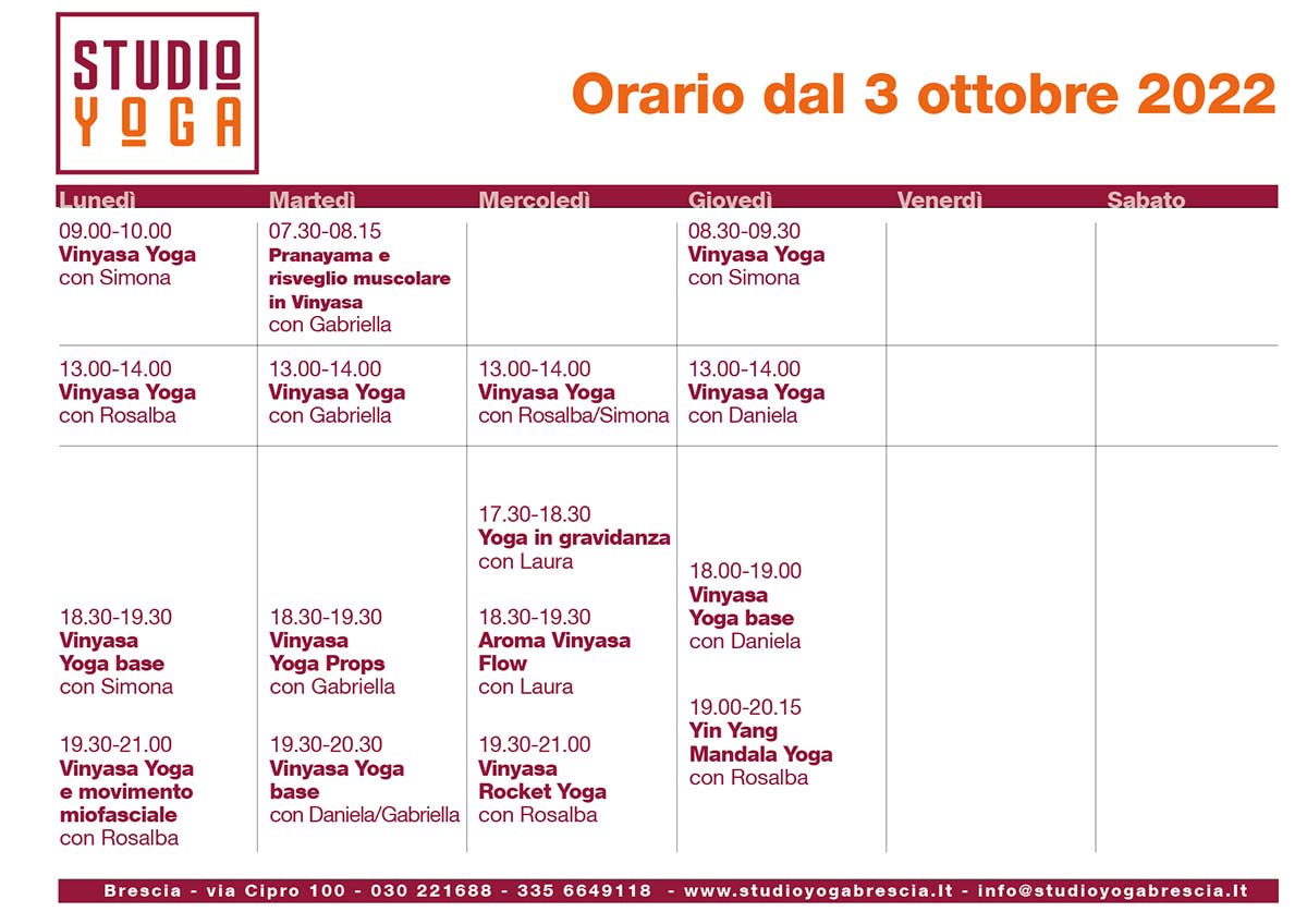 STUDIO YOGA ORARI OTTOBRE 2022 V2